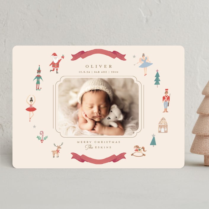 "Festive Dreams" - Holiday Birth Announcement Cards in Halo by Teju Reval - Front