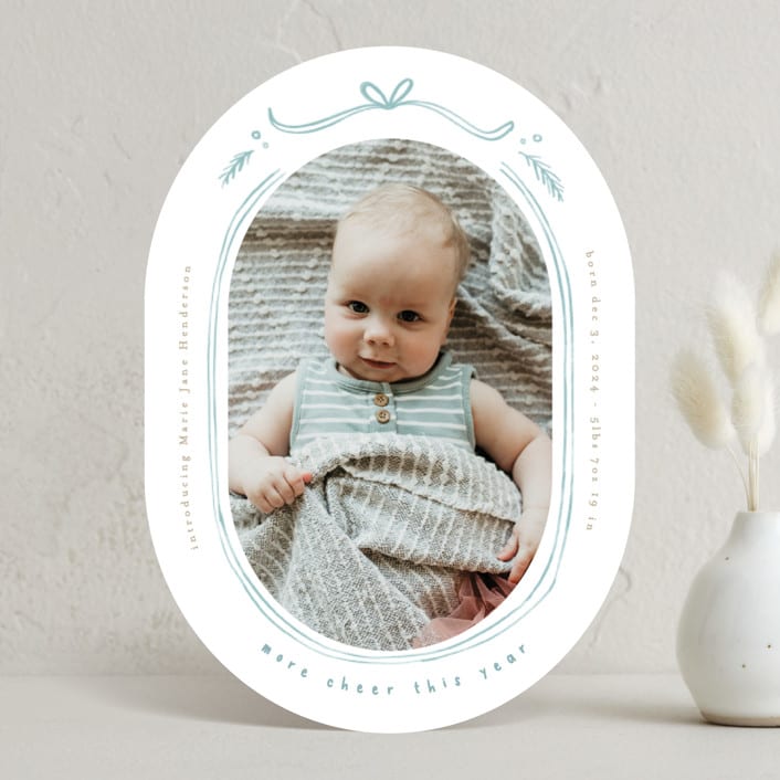 "Bundle of Joy" - Holiday Birth Announcement Cards in Wintermint by Creo Study - Front