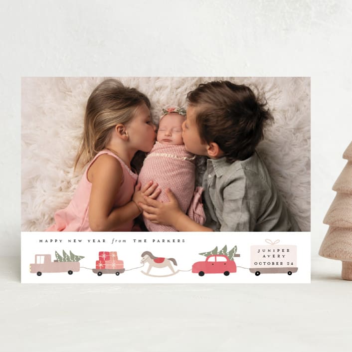 "Christmas special" - Holiday Birth Announcement Cards in Berry by Maja Cunningham - Front