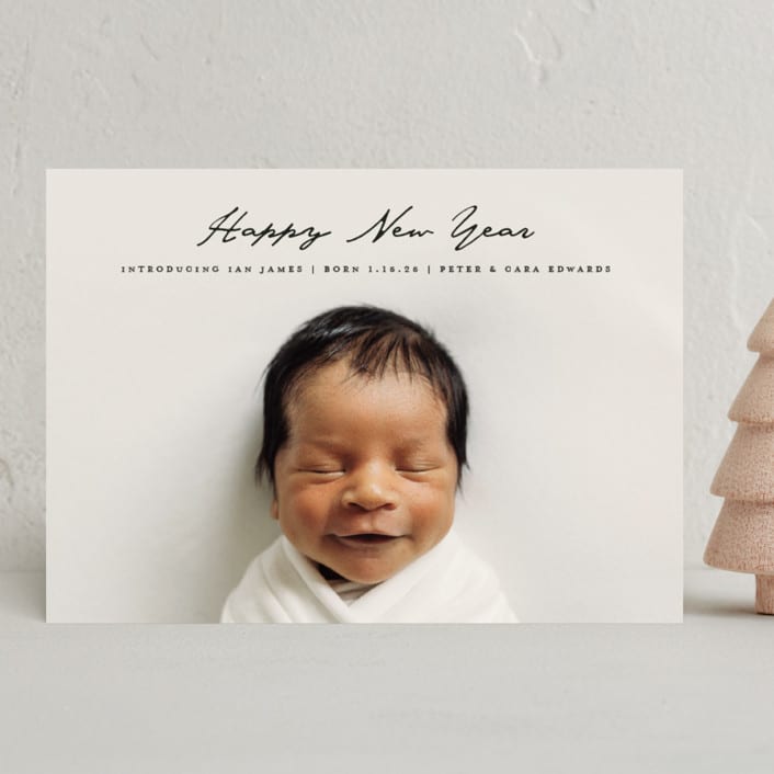 "a la carte" - Holiday Birth Announcement Cards in Ink by Susan Zinader - Front