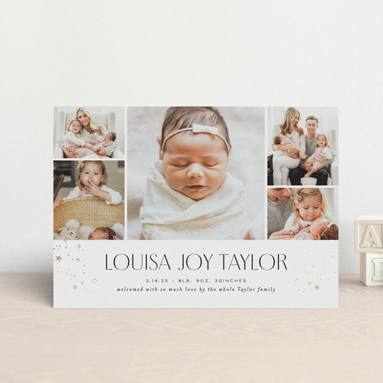 "Star Slideshow" - Birth Announcements in Pearl by Alethea and Ruth - Front