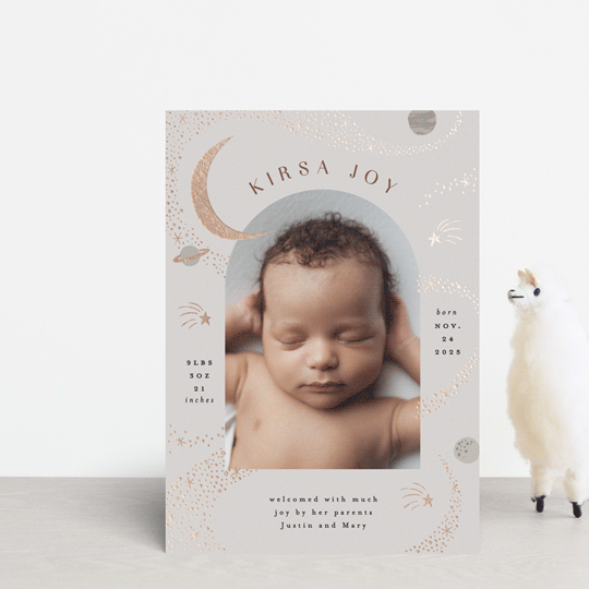 "Galaxy" - Birth Announcements in Mocha by Alethea and Ruth - Front