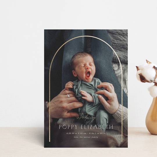 "Classic Arch" - Birth Announcements in Linen by Erica Krystek - Front