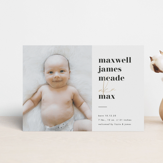 "a.k.a." - Birth Announcements in Classic by Lehan Veenker - Front