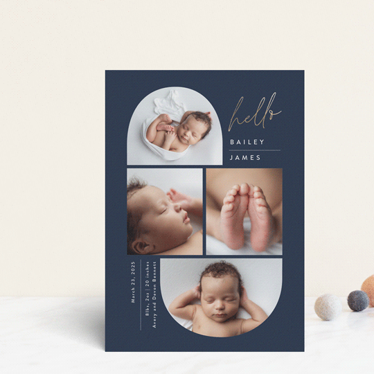 "So Current" - Birth Announcements in Navy by Carolyn MacLaren - Front