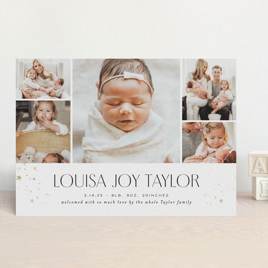"Star Slideshow" - Birth Announcements in Pearl by Alethea and Ruth - Front
