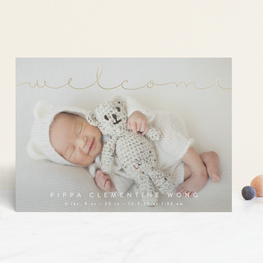 "Delicate Welcome" - Birth Announcements in Cloud by Olivia Raufman - Front
