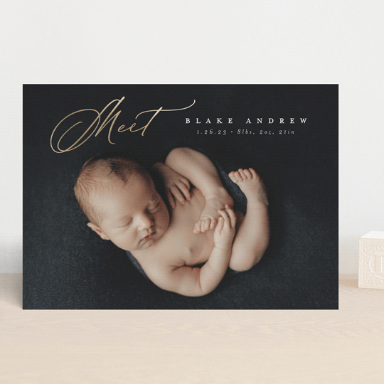 "Stylish Meet" - Birth Announcements in Cotton by Carolyn MacLaren - Front