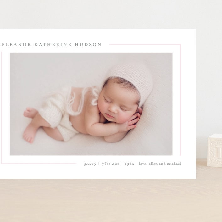 "Simply Serene" - Birth Announcements in Blush by Lauren Chism - Front