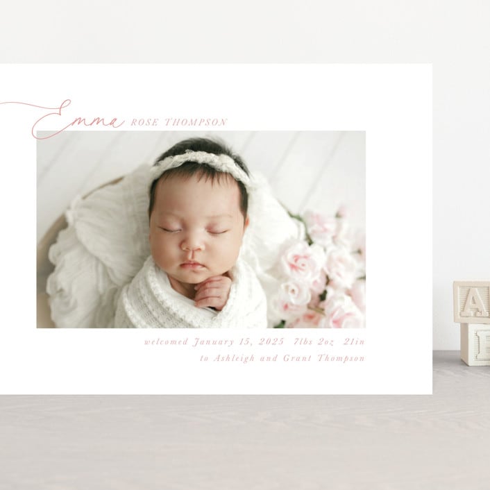 "Sweetest" - Birth Announcements in Rose by Jenna Holcomb - Front