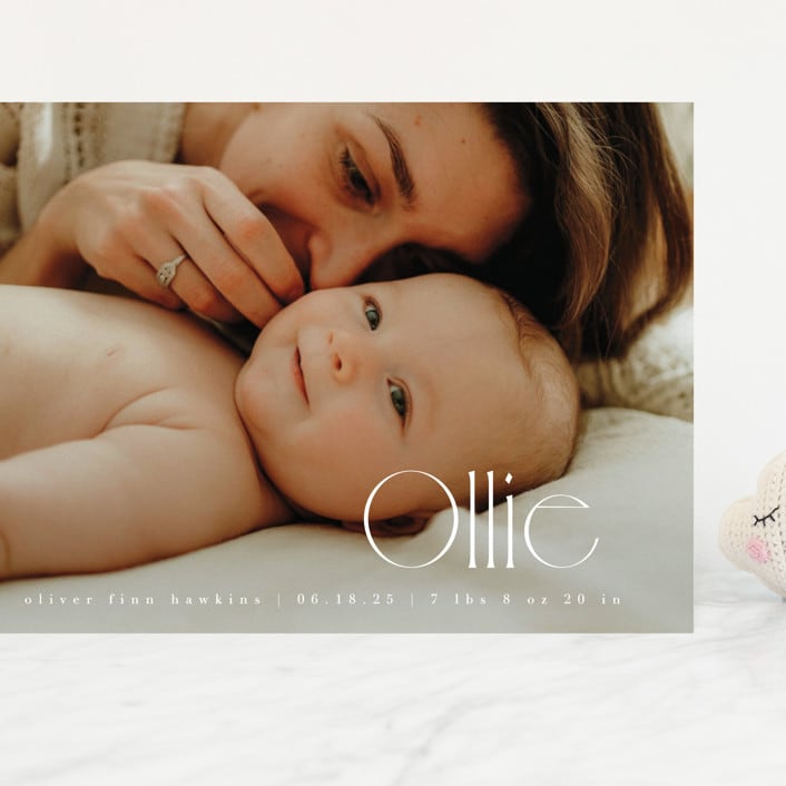 "Ollie" - Birth Announcements in Cotton by Kristie Kern - Front