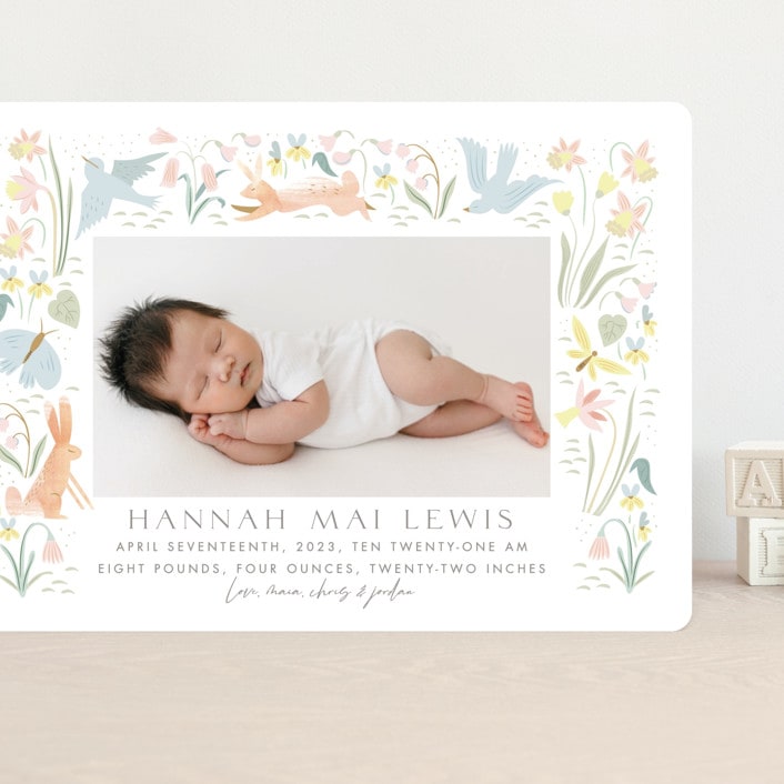 "Baby Garden" - Birth Announcements in Sky by Eve Schultz - Front