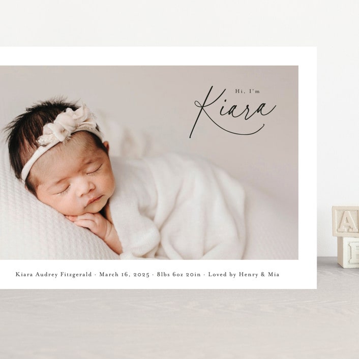 "Corner Hello" - Birth Announcements in Midnight by Jackie Crawford - Front