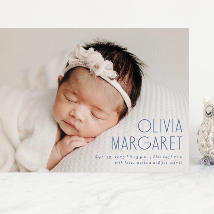 "Sweetly modern" - Birth Announcements in Denim by Lisa Assenmacher - Front