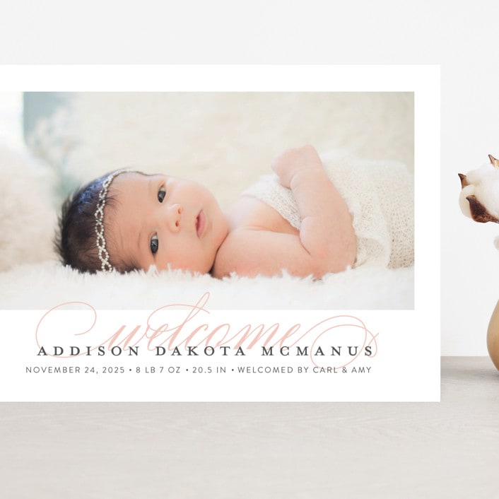 "Graceful Entrance" - Birth Announcements in Flamingo by Jessica Williams - Front
