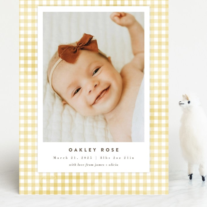 "Gingham" - Birth Announcements in Marigold by Jessie Steury - Front