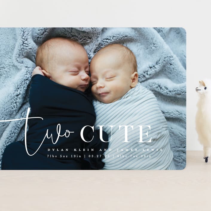 "Two Cute" - Birth Announcements in Silk by Creo Study - Front