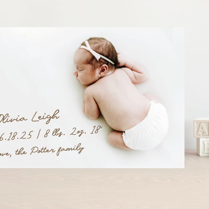 "Signed with Love" - Birth Announcements in Bark by AK Graphics - Front