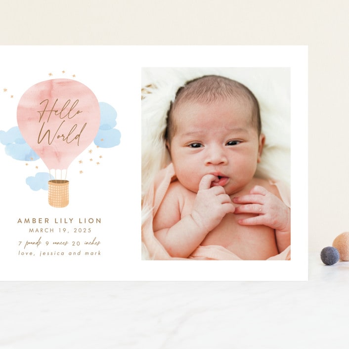 "Baby World" - Birth Announcements in Blush by Kanika Mathur - Front