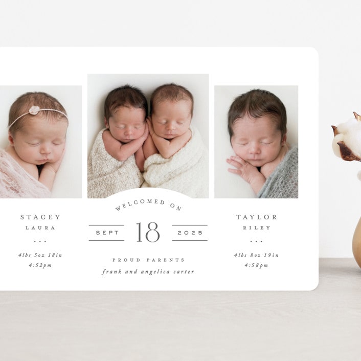 "Twinsies" - Birth Announcements in Slate by Hooray Creative - Front