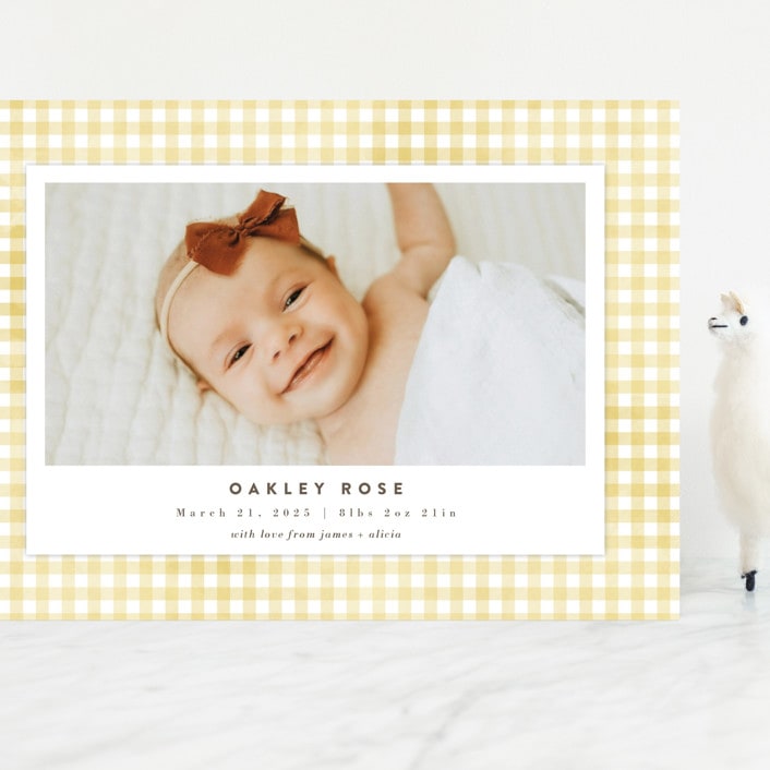 "Gingham" - Birth Announcements in Marigold by Jessie Steury - Front