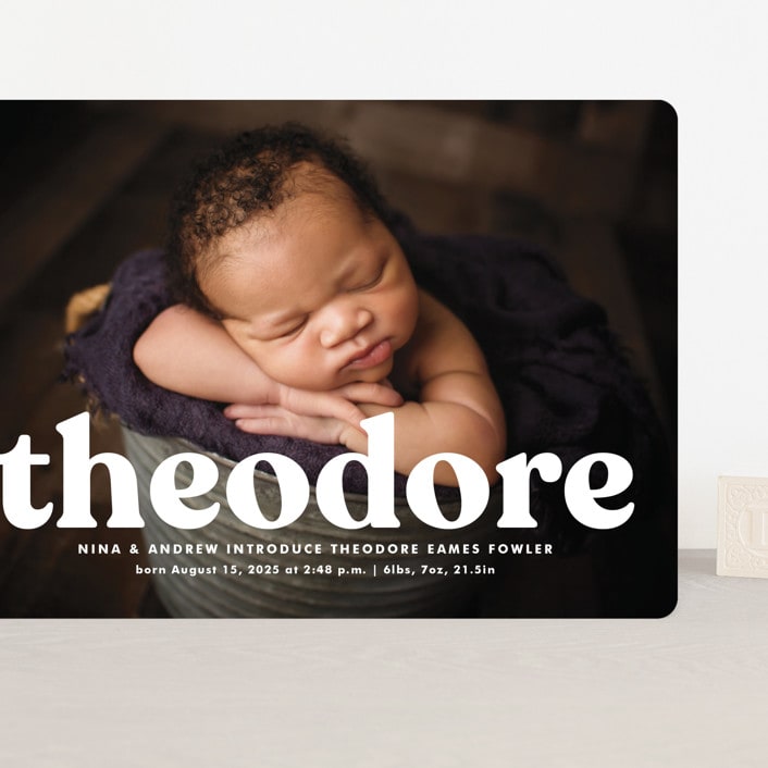 "Modern Vintage" - Birth Announcements in Ghost by Lea Delaveris - Front