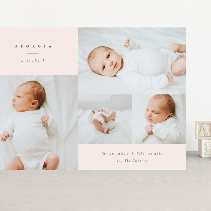 "Modern Collection" - Birth Announcements in Blush by Carolyn MacLaren - Front