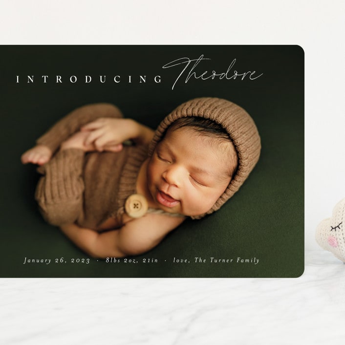 "Simple Emphasis" - Birth Announcements in Cloud by Carolyn MacLaren - Front
