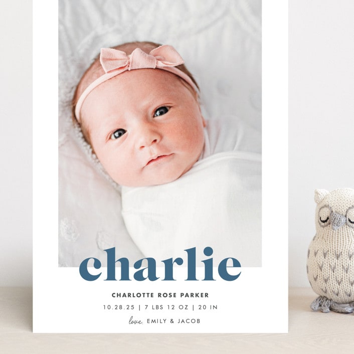 "Bold Nickname" - Birth Announcements in Bluebird by Shirley Lin Schneider - Front