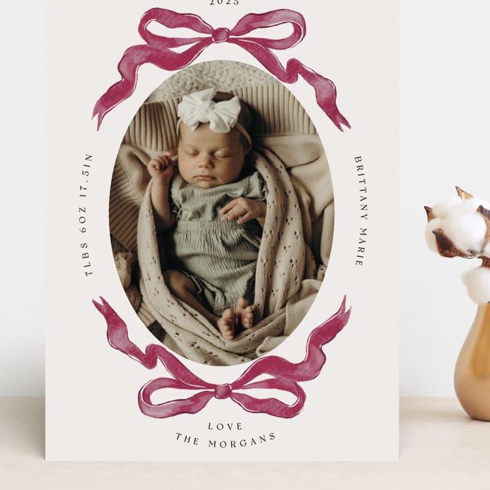"Gibson" - Birth Announcements in Berry by Pati Cascino - Front