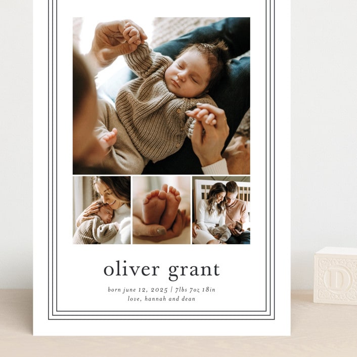 "Classy frame" - Birth Announcements in Cotton by Stacey Meacham - Front