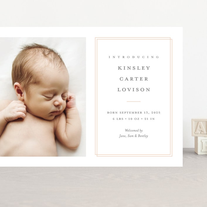 "Name Plate" - Birth Announcements in Melon by Stacey Meacham - Front