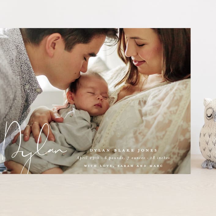 "Delicate" - Birth Announcements in Powder by Sara Hicks Malone - Front