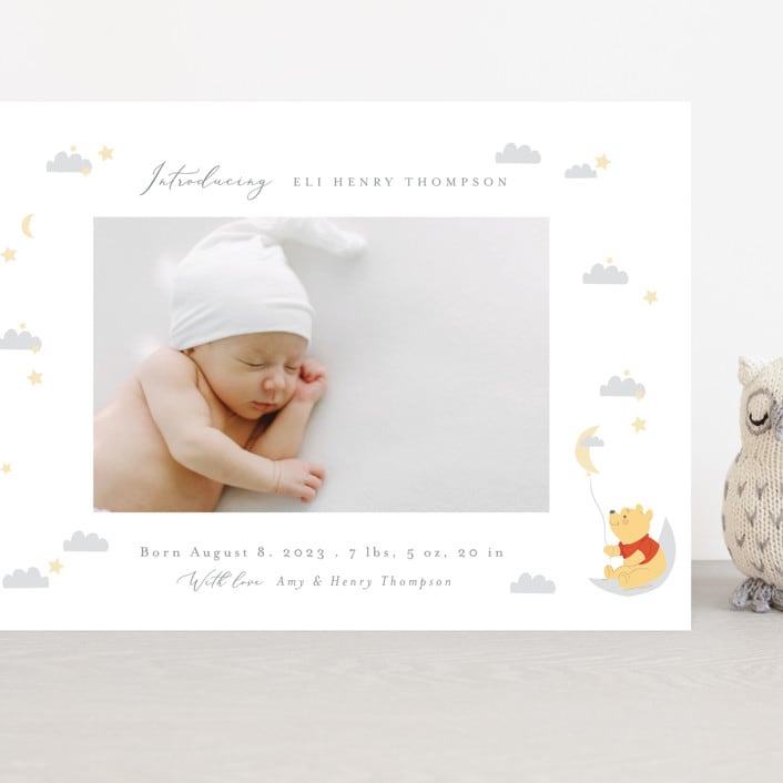 "Disney's Winnie The Pooh Night Sky" - Birth Announcements in Cotton by Angela Thompson - Front