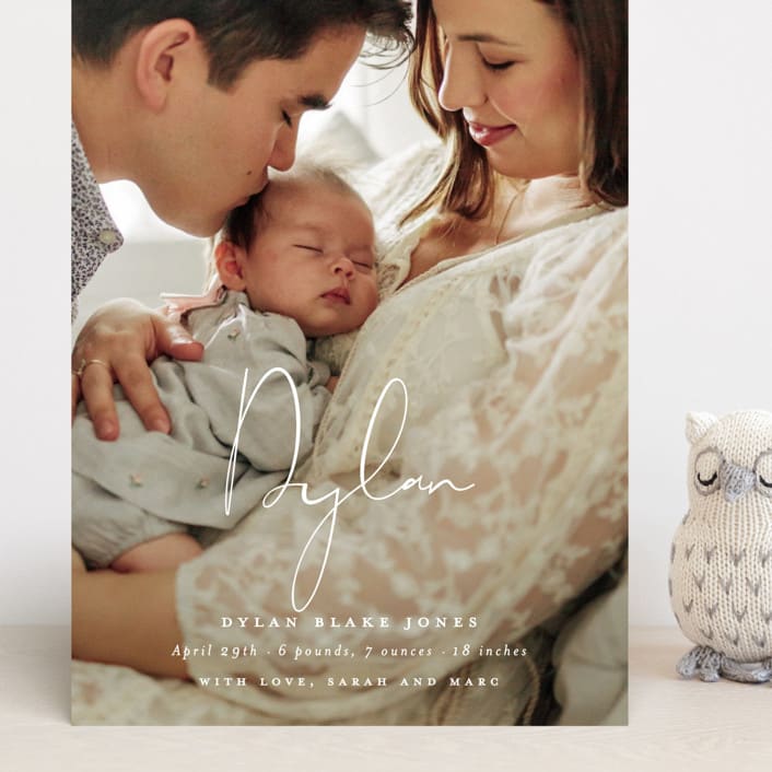 "Delicate" - Birth Announcements in Powder by Sara Hicks Malone - Front