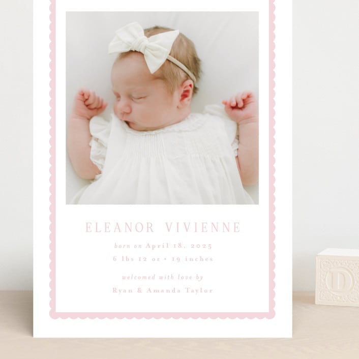 "Sweetest Scallop" - Birth Announcements in Petal by Emily Betts - Front