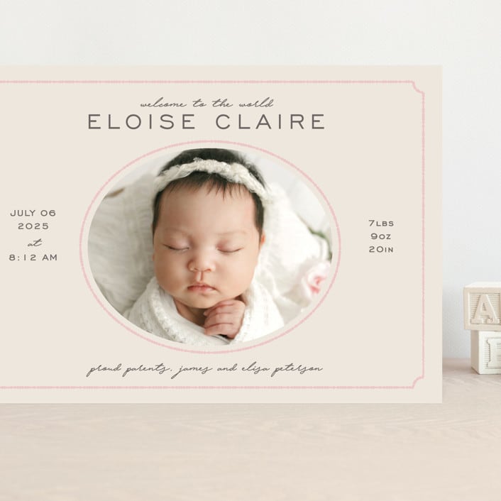 "Prim" - Birth Announcements in Petal by Melissa Egan of Pistols - Front