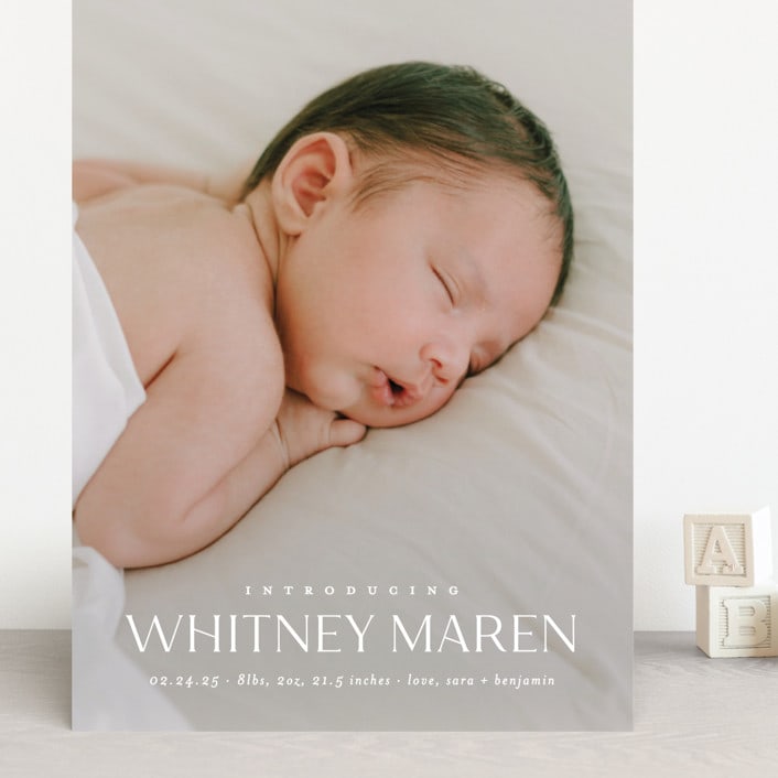 "Baby Classic" - Birth Announcements in Cloud by Carolyn MacLaren - Front