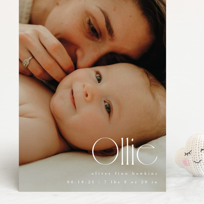 "Ollie" - Birth Announcements in Cotton by Kristie Kern - Front