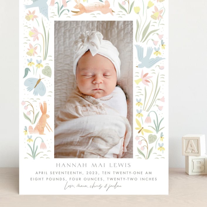 "Baby Garden" - Birth Announcements in Sky by Eve Schultz - Front