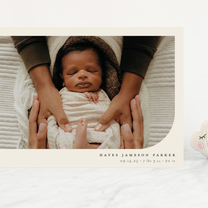 "Simple Photo" - Birth Announcements in Almond by Brianne Larsen - Front