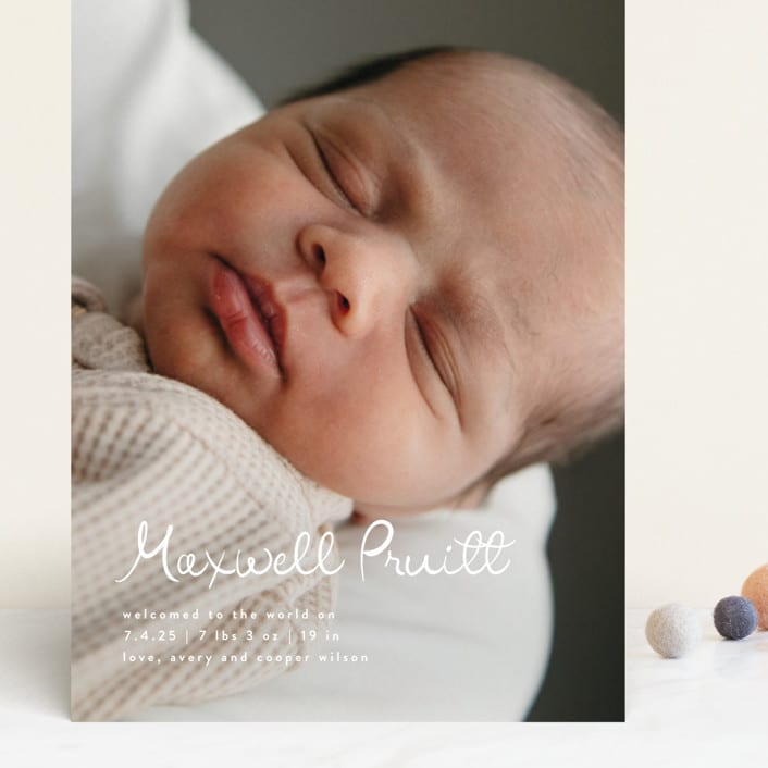 "Written Whimsy" - Birth Announcements in Snow by Lauren Chism - Front