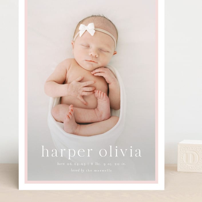 "Portraiture" - Birth Announcements in Rose by Alexandra Cohn - Front