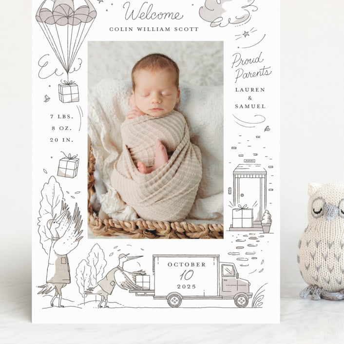 "Special Delivery" - Birth Announcements in Slate by Morgan Ramberg - Front