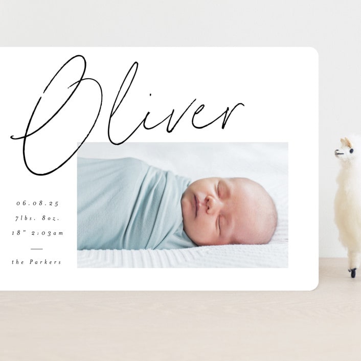 "Simply" - Birth Announcements in Noir by AK Graphics - Front