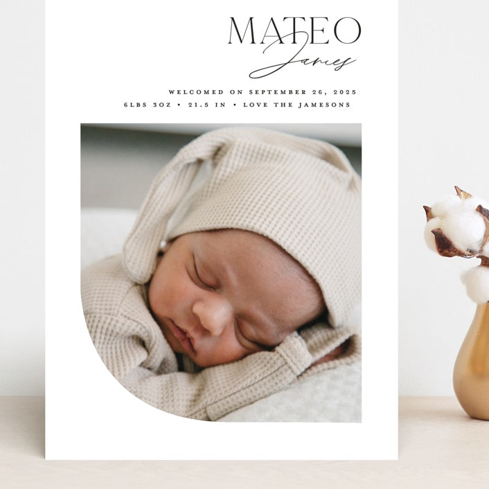 "Modern Arc" - Birth Announcements in Snow by Erin Deegan - Front