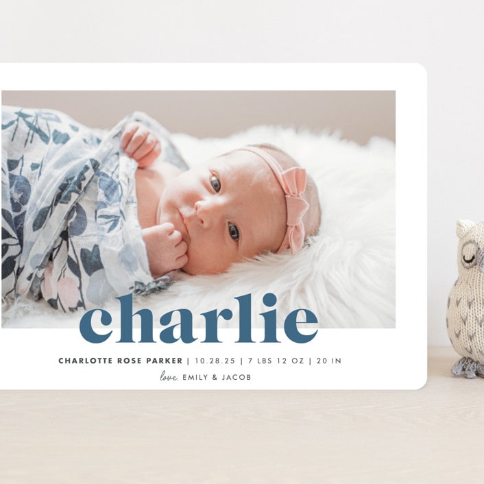 "Bold Nickname" - Birth Announcements in Bluebird by Shirley Lin Schneider - Front