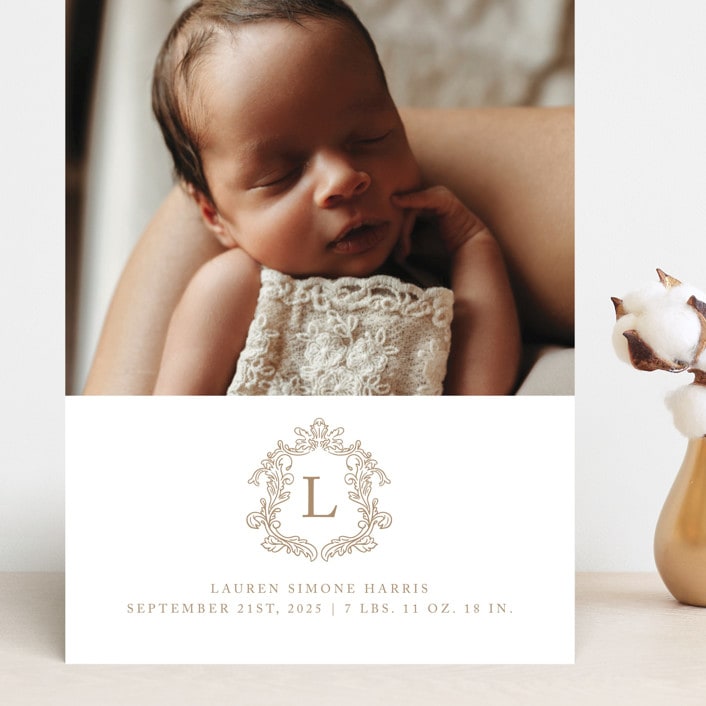 "Crested" - Birth Announcements in Fawn by mo kelley - Front