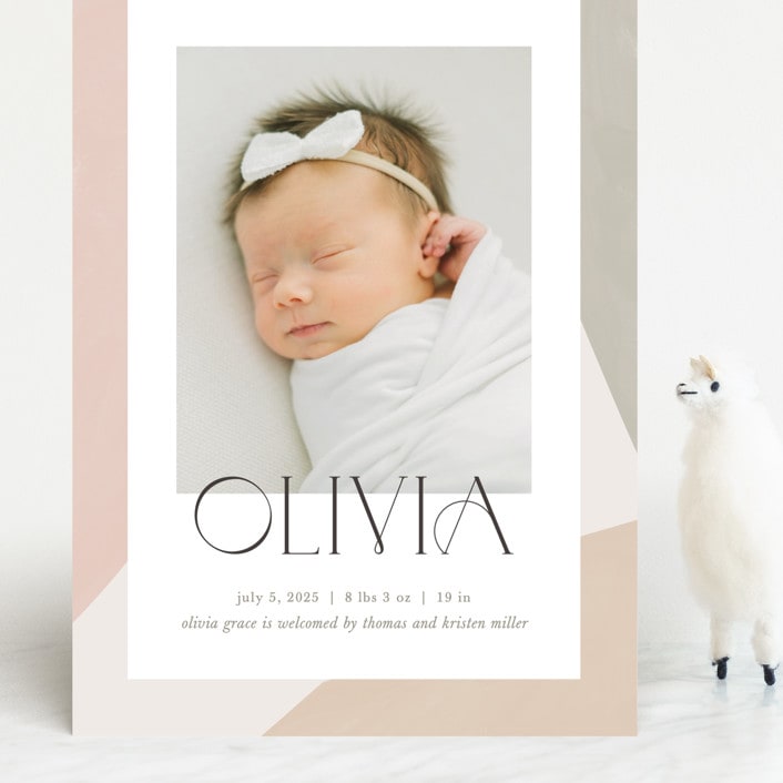"Artful" - Birth Announcements in Sherbet by Pixel and Hank - Front