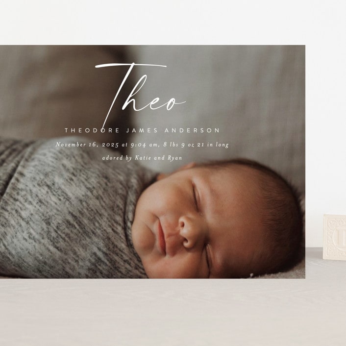 "Complete" - Birth Announcements in Linen by Kasia Labocki - Front